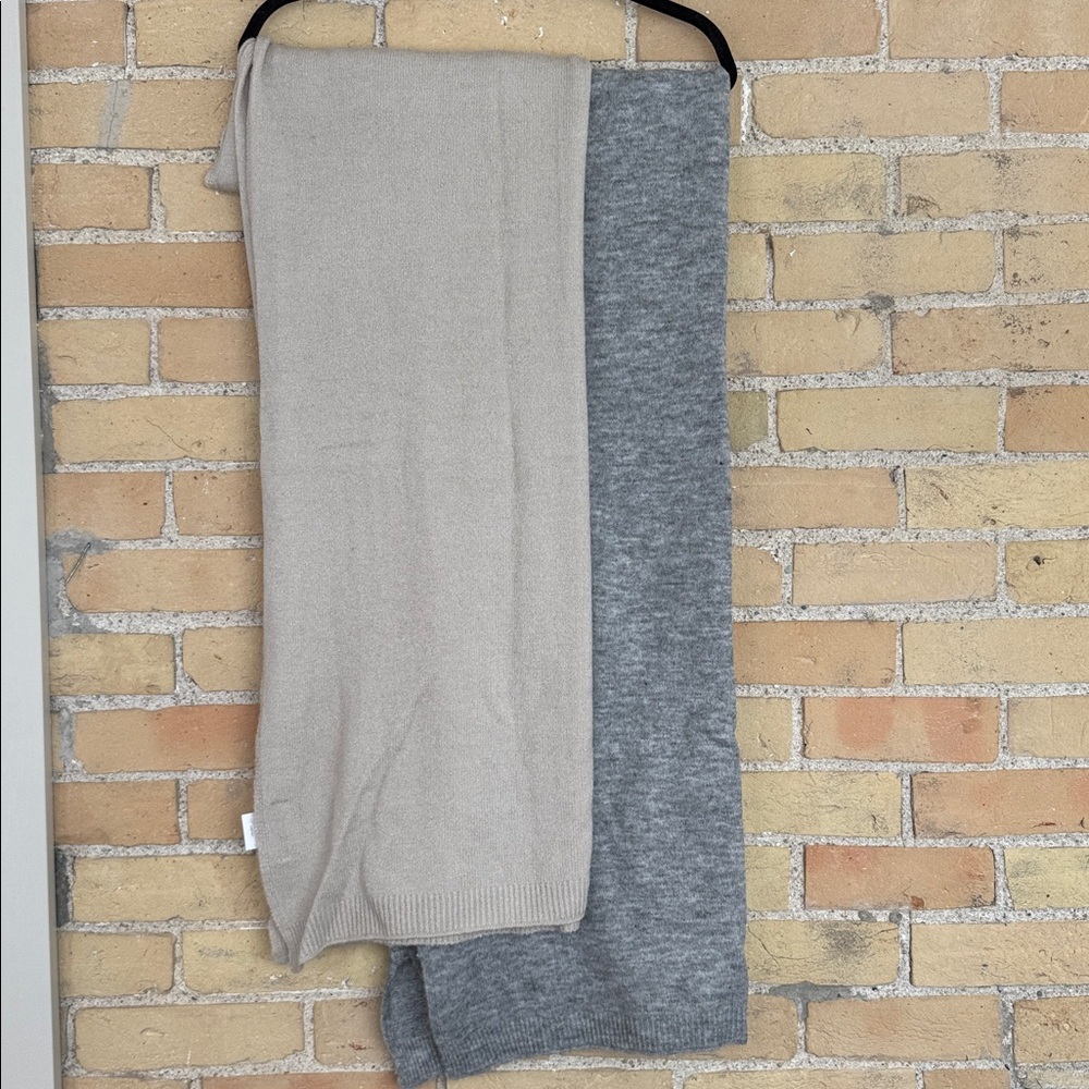2 New Moment Blanket Scarves/ Wraps - Beige and Gray